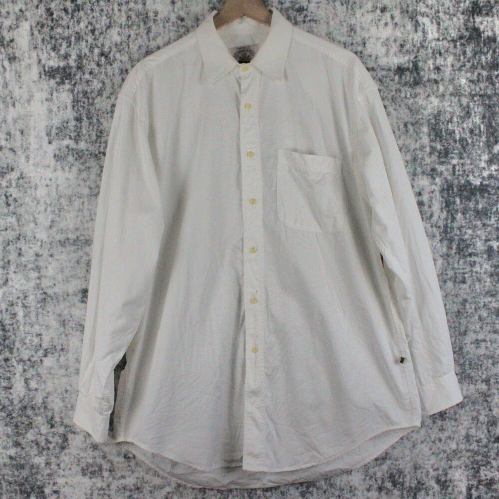 Vintage ARMANI JEANS Mens L White Button Down Shirt Pocket 100% COTTON L/S Italy